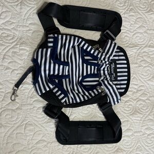 Pet Carrier Backpack for Dogs adjustable wearable navy white stripe small Pets